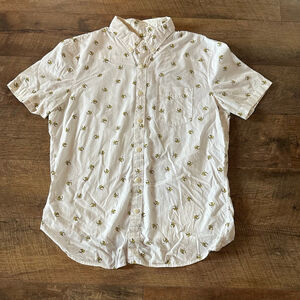 Men's American Eagle Button Down Shirt Size M White Banana Print